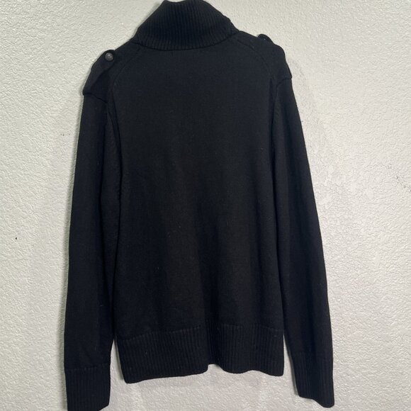 Banana Republic Sweater Mens L Black Wool Shawl Collar Preppy Rugby Y2K Holiday - Picture 5 of 9